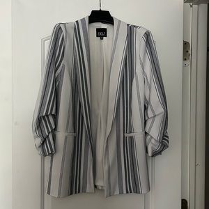 White and blue stripped blazer